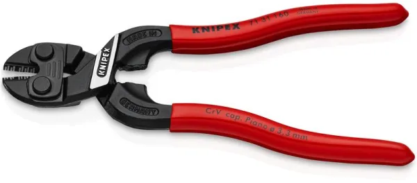 Knipex KNIPEX CoBolt® S Kompakt Boltkutter med Utsparing i Bladet, svart forniklet, plastbelagt 160 mm