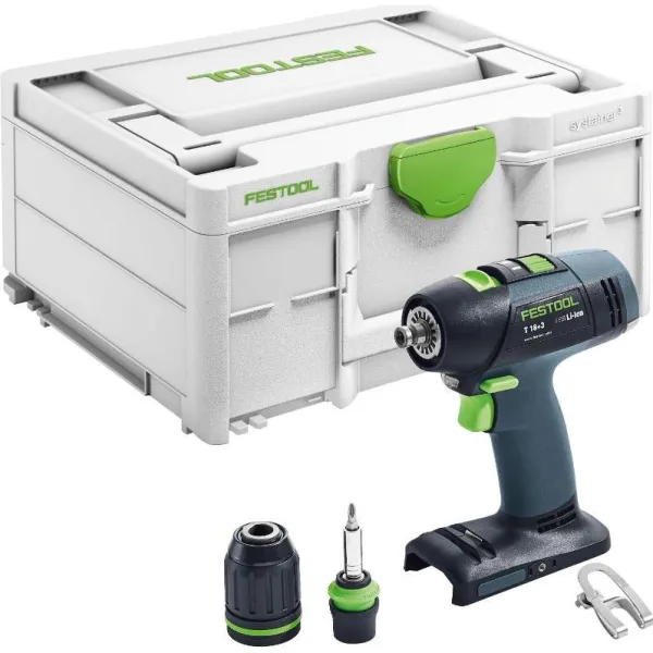 Festool trådløs bor-/skrutrekker T 18+3-Basic i Systainer3